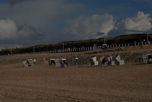 Strandk&ouml;erbe vor Westerland